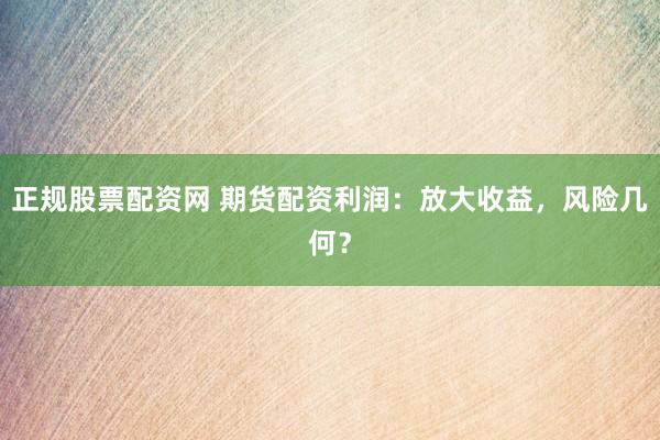 正規(guī)股票配資網(wǎng) 期貨配資利潤(rùn)：放大收益，風(fēng)險(xiǎn)幾何？