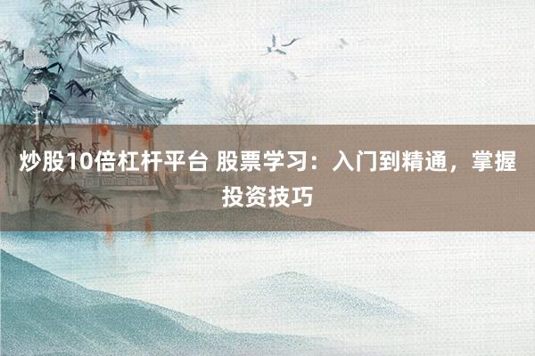 炒股10倍杠桿平臺(tái) 股票學(xué)習(xí)：入門到精通，掌握投資技巧