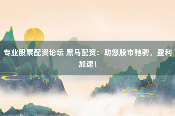 專業(yè)股票配資論壇 黑馬配資：助您股市馳騁，盈利加速！