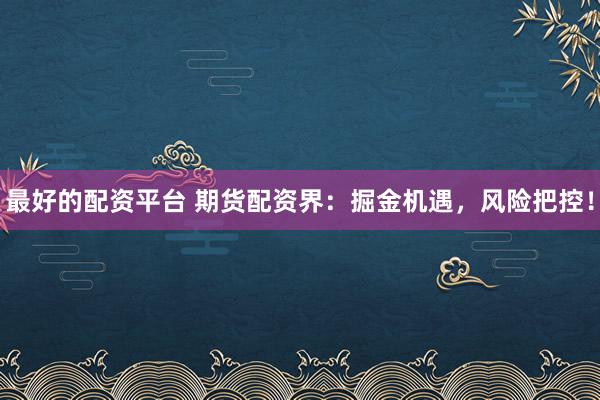 最好的配資平臺 期貨配資界：掘金機(jī)遇，風(fēng)險把控！